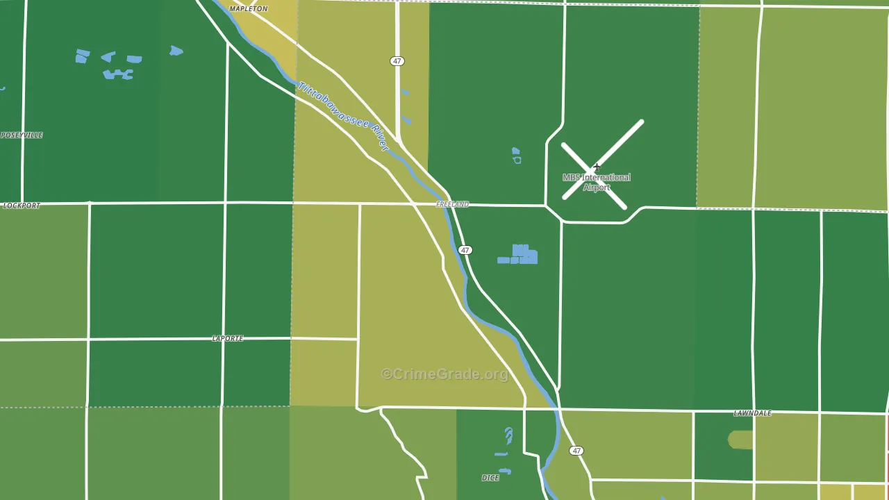 Freeland, MI Map of Theft Rates