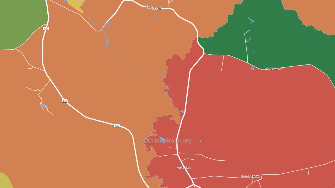 Freeland, NC Map of Theft Rates