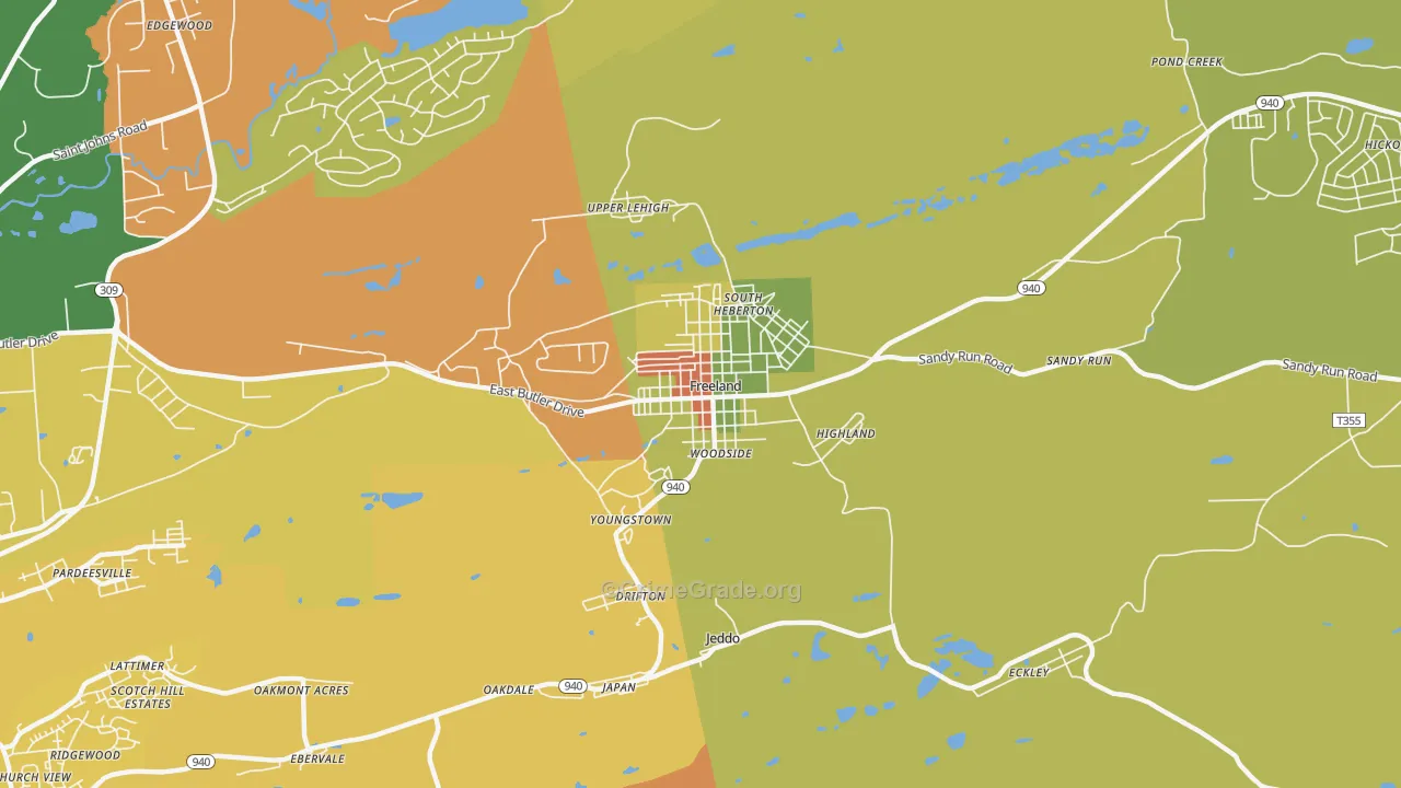 Freeland, PA Map of Theft Rates