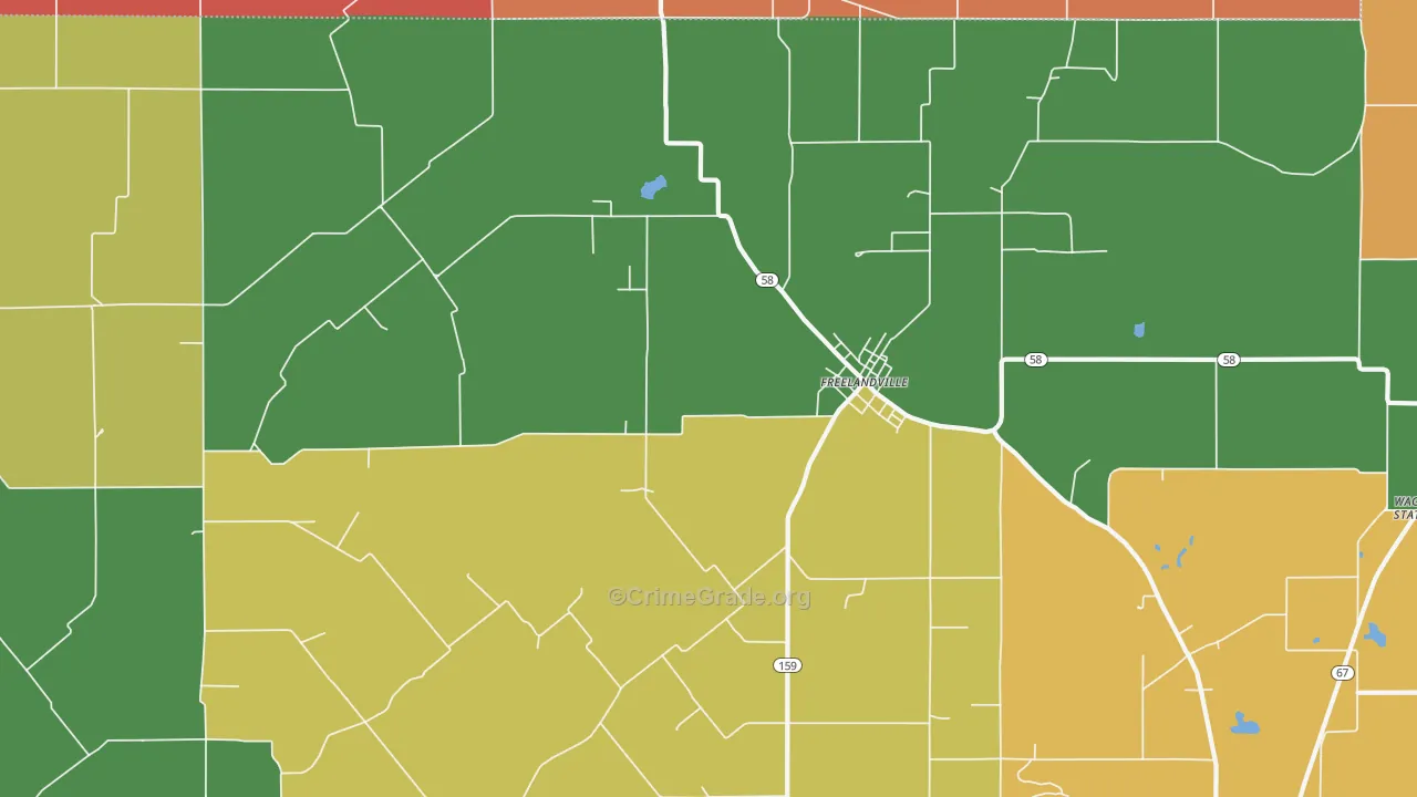 Freelandville, IN Map of Theft Rates