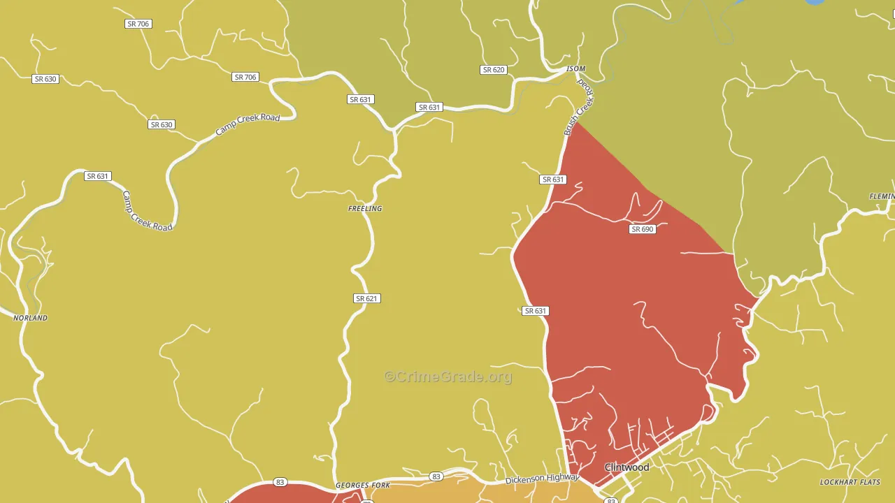 Freeling, VA Map of Theft Rates
