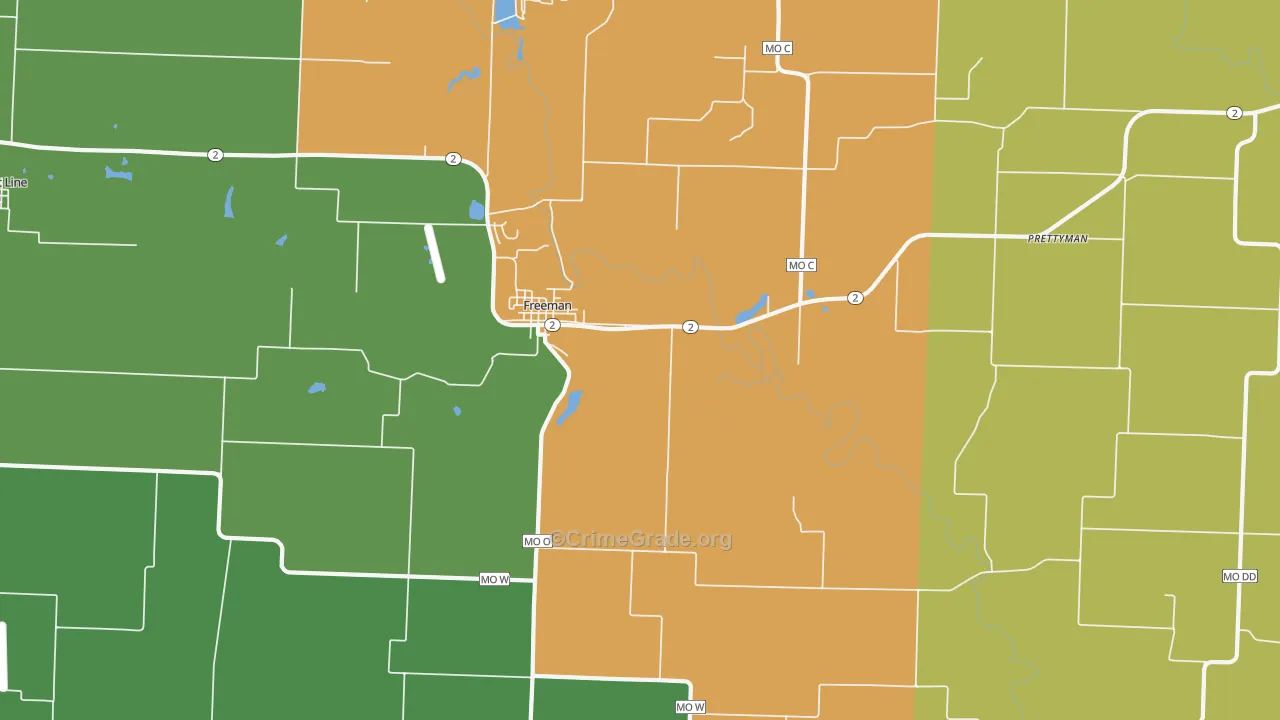 Freeman, MO Map of Theft Rates