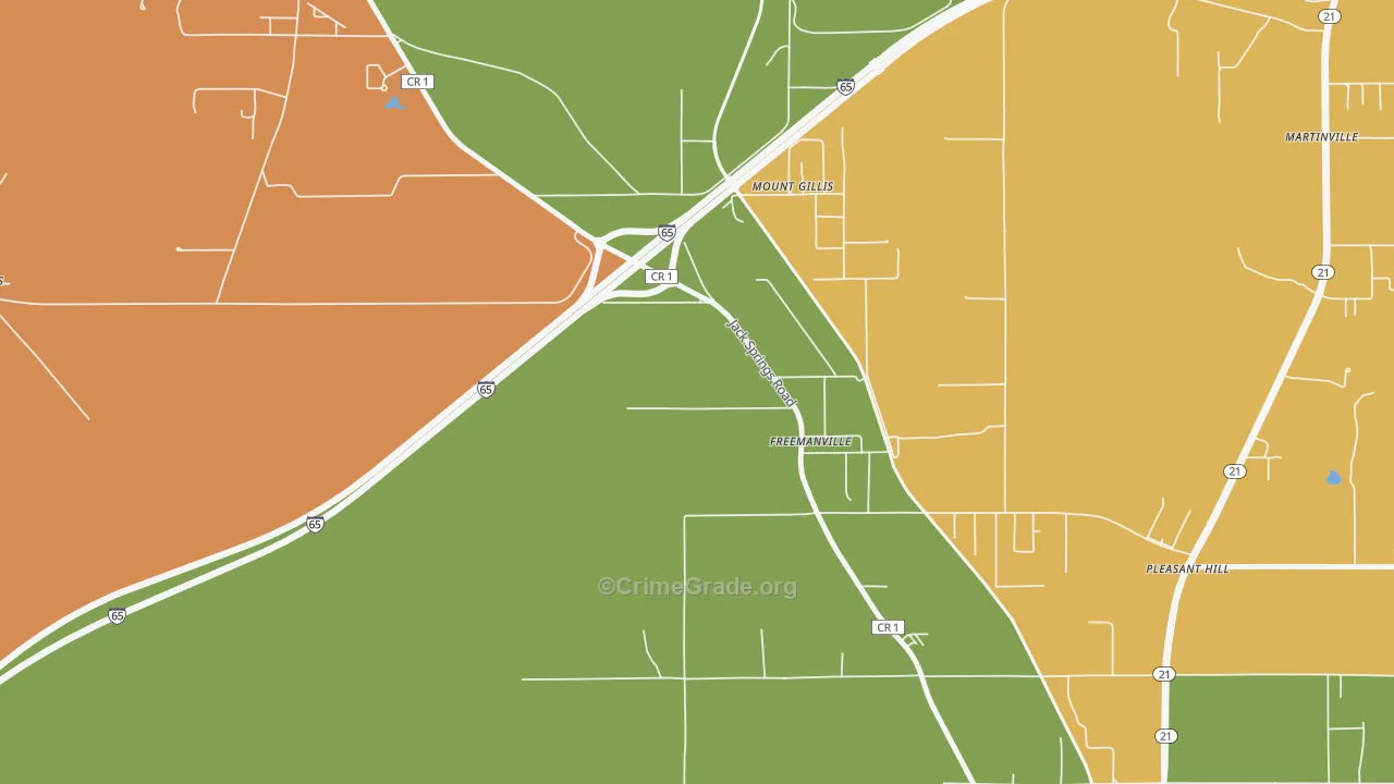 Freemanville, AL Map of Theft Rates