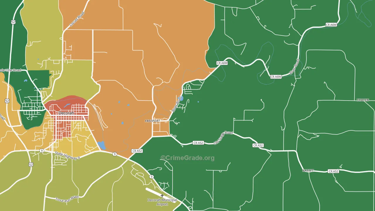 Freeport, IA Map of Theft Rates