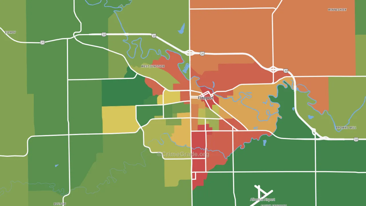Freeport, IL Map of Theft Rates