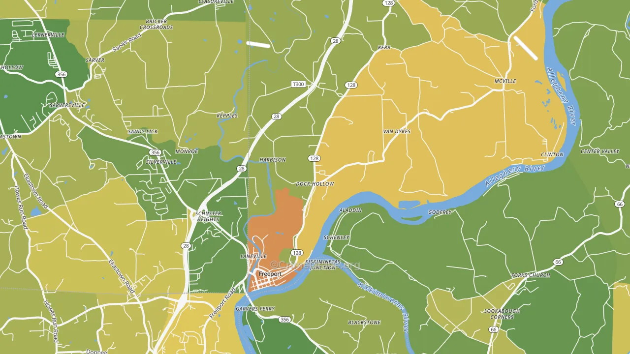 Freeport, PA Map of Theft Rates