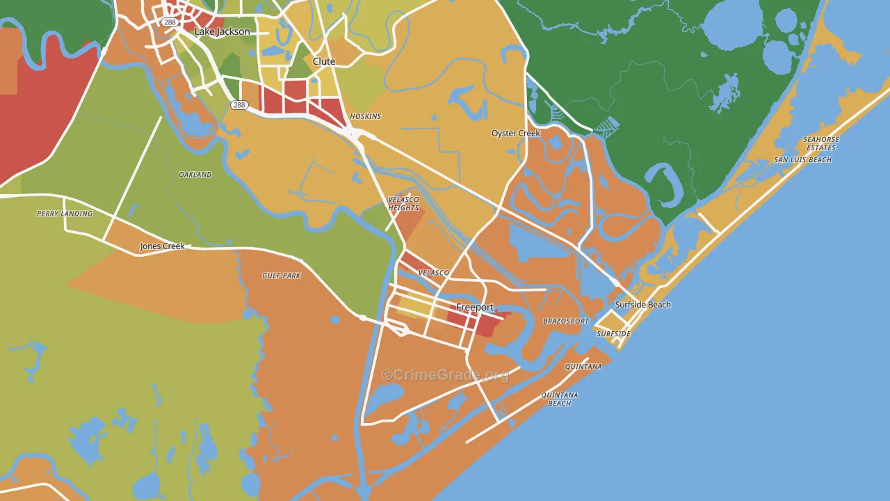 Freeport, TX Map of Theft Rates