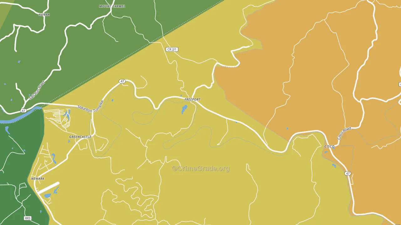 Freeport, WV Map of Theft Rates