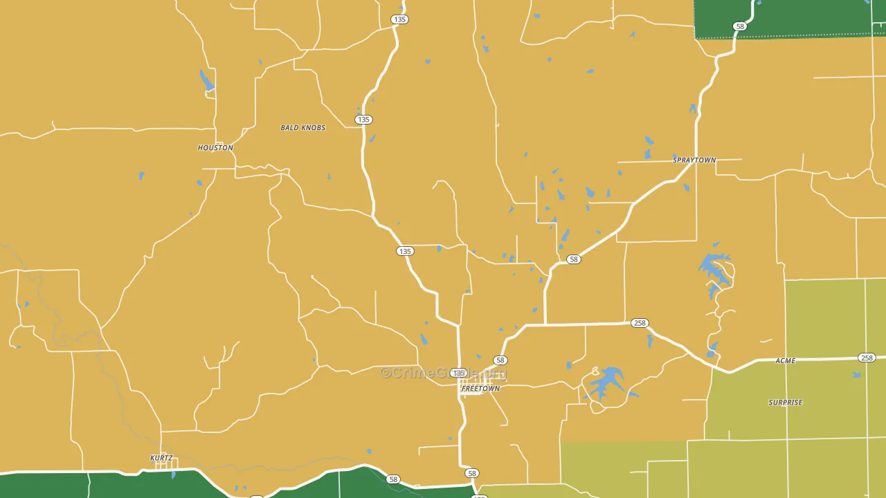 Freetown, IN Map of Theft Rates