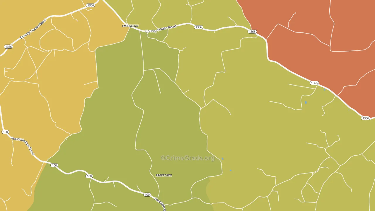 Freetown, KY Map of Theft Rates