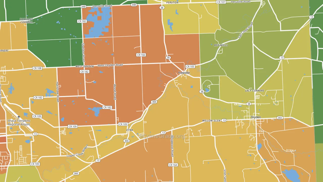 Freeville, NY Map of Theft Rates