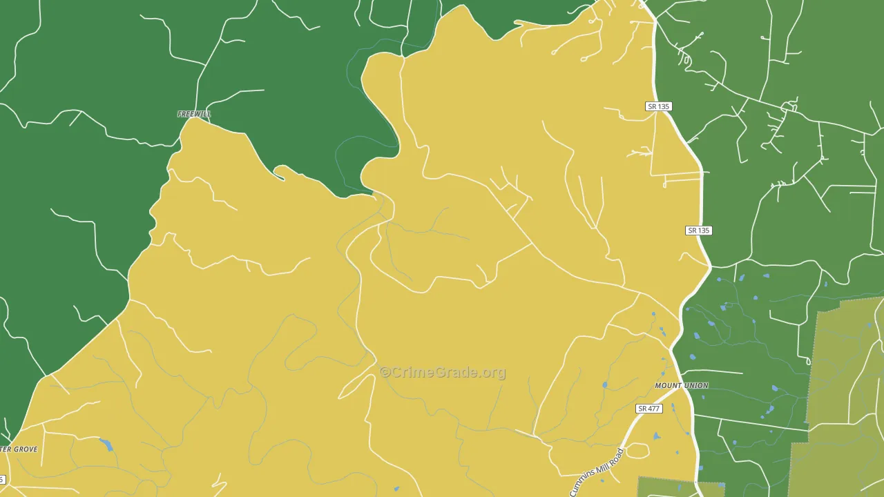 Freewill, TN Map of Theft Rates