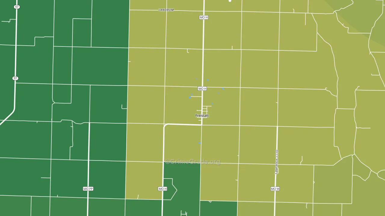 Freistatt, MO Map of Theft Rates