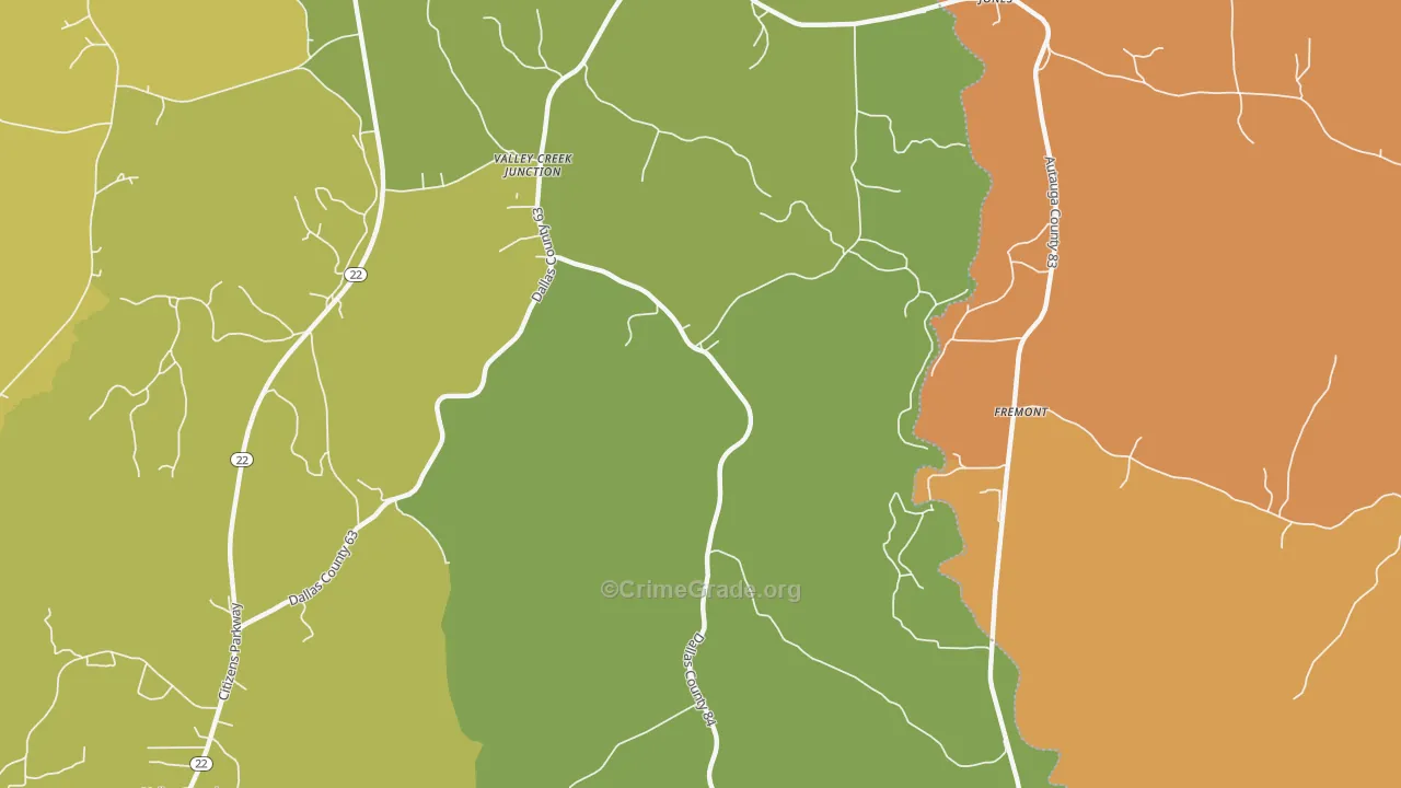 Fremont, AL Map of Theft Rates