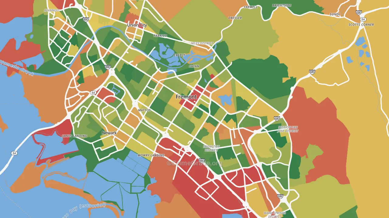 Fremont, CA Map of Theft Rates