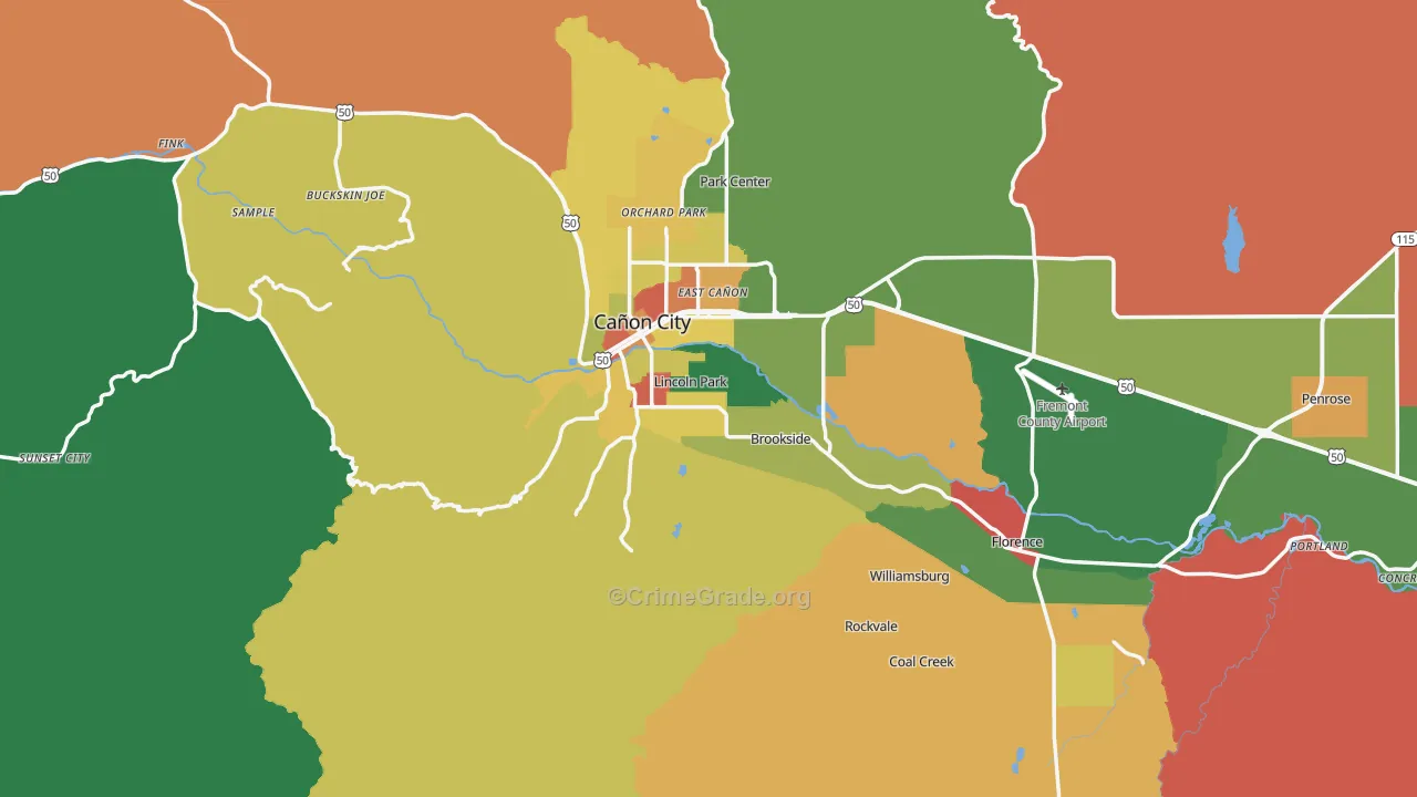 Fremont County, CO Map of Theft Rates