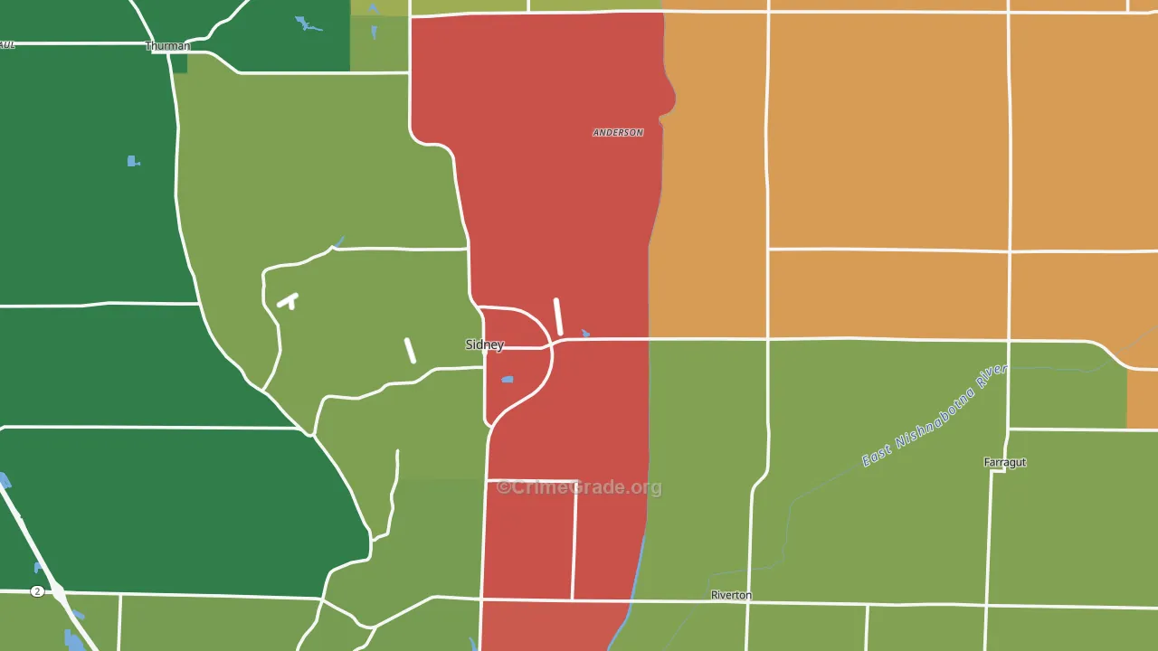 Fremont County, IA Map of Theft Rates