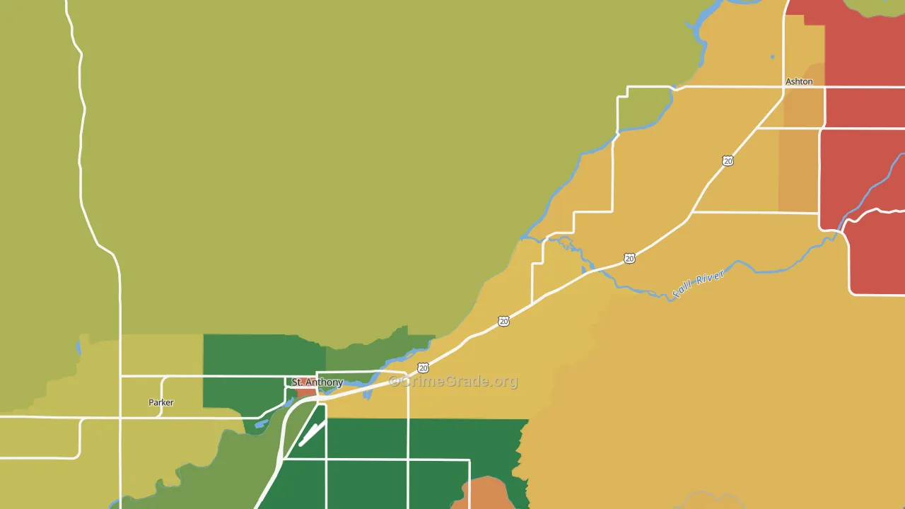 Fremont County, ID Map of Theft Rates