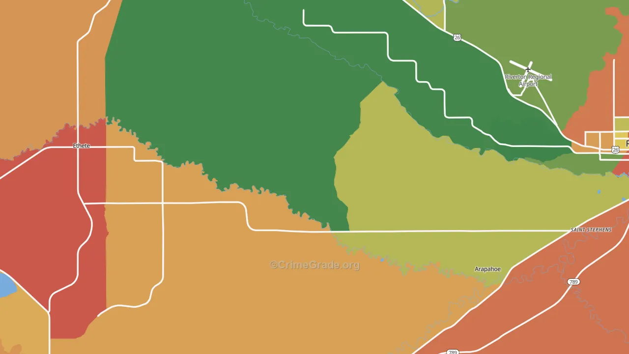 Fremont County, WY Map of Theft Rates