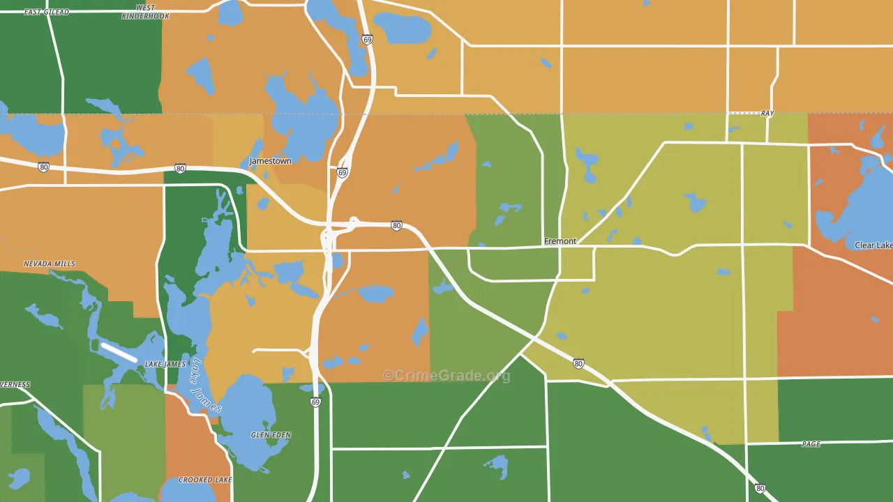 Fremont, IN Map of Theft Rates