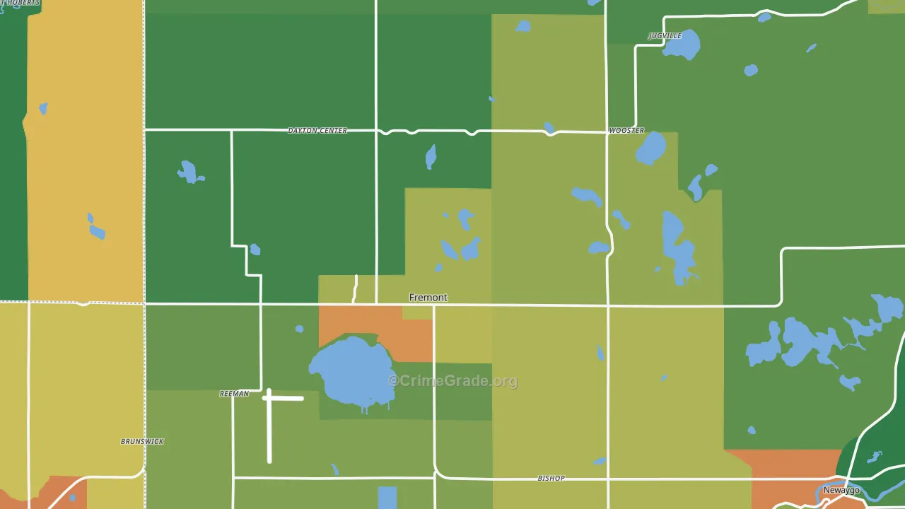 Fremont, MI Map of Theft Rates