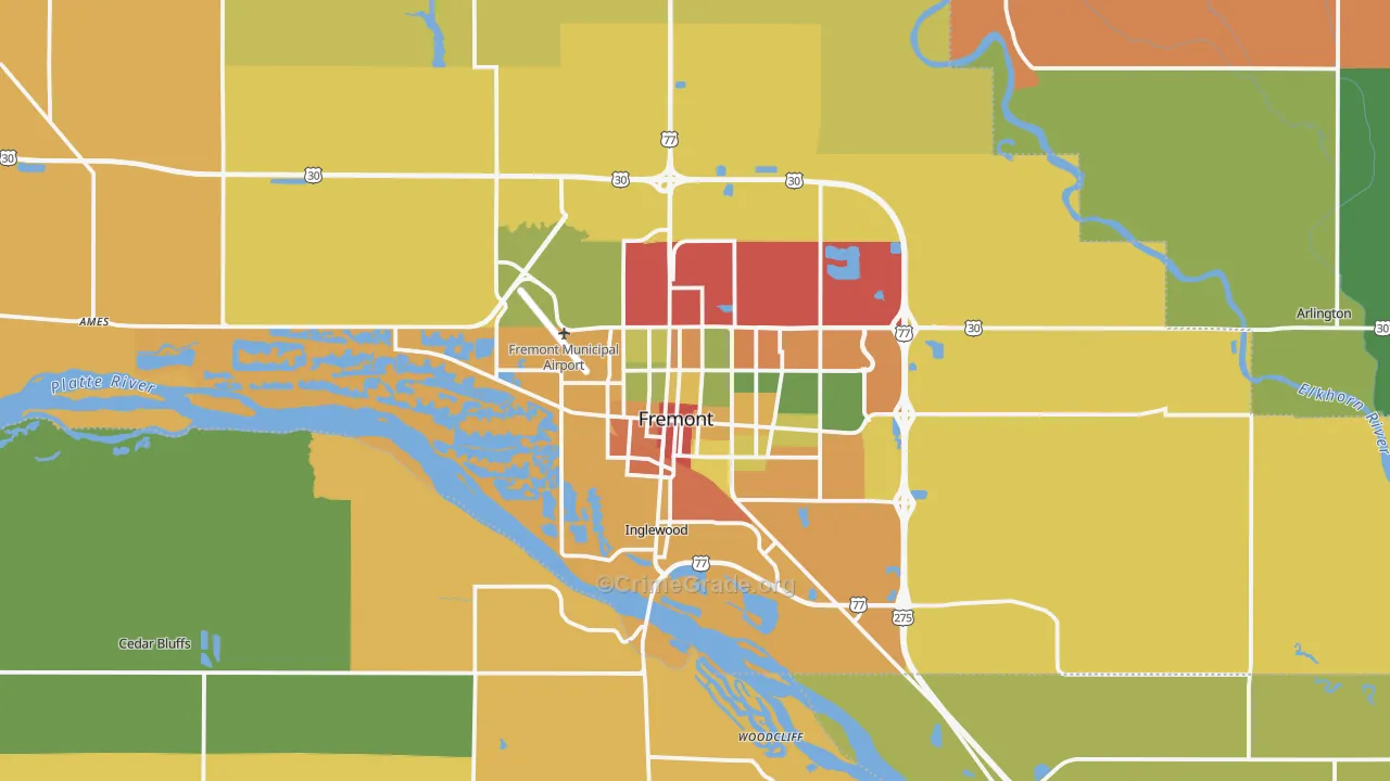 Fremont, NE Map of Theft Rates