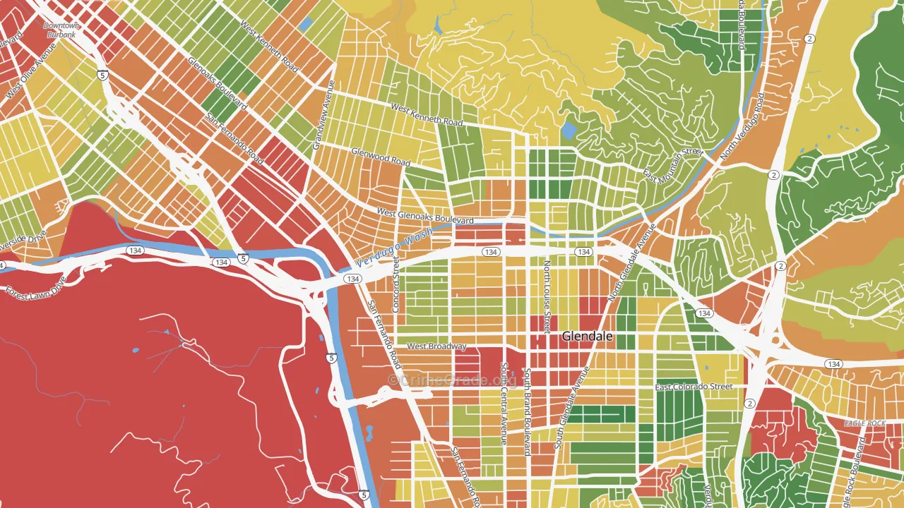 Fremont Park, Glendale, CA Map of Theft Rates