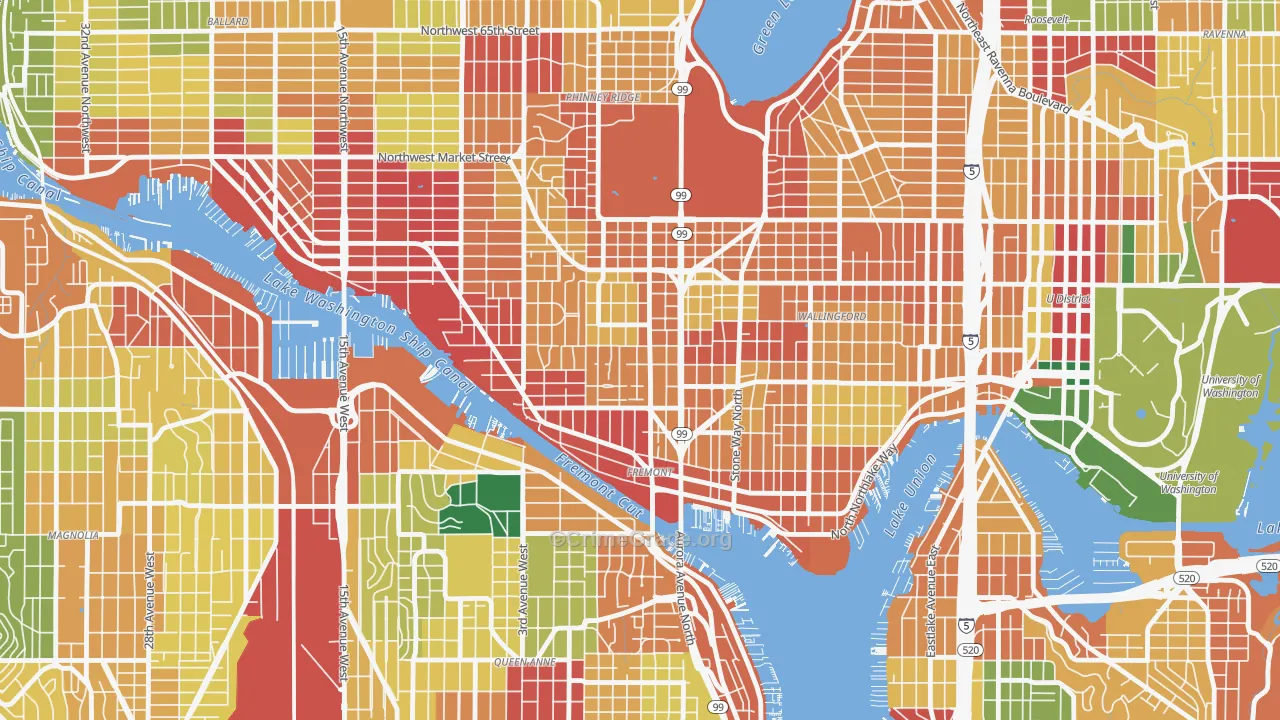 Fremont, Seattle, WA Map of Theft Rates