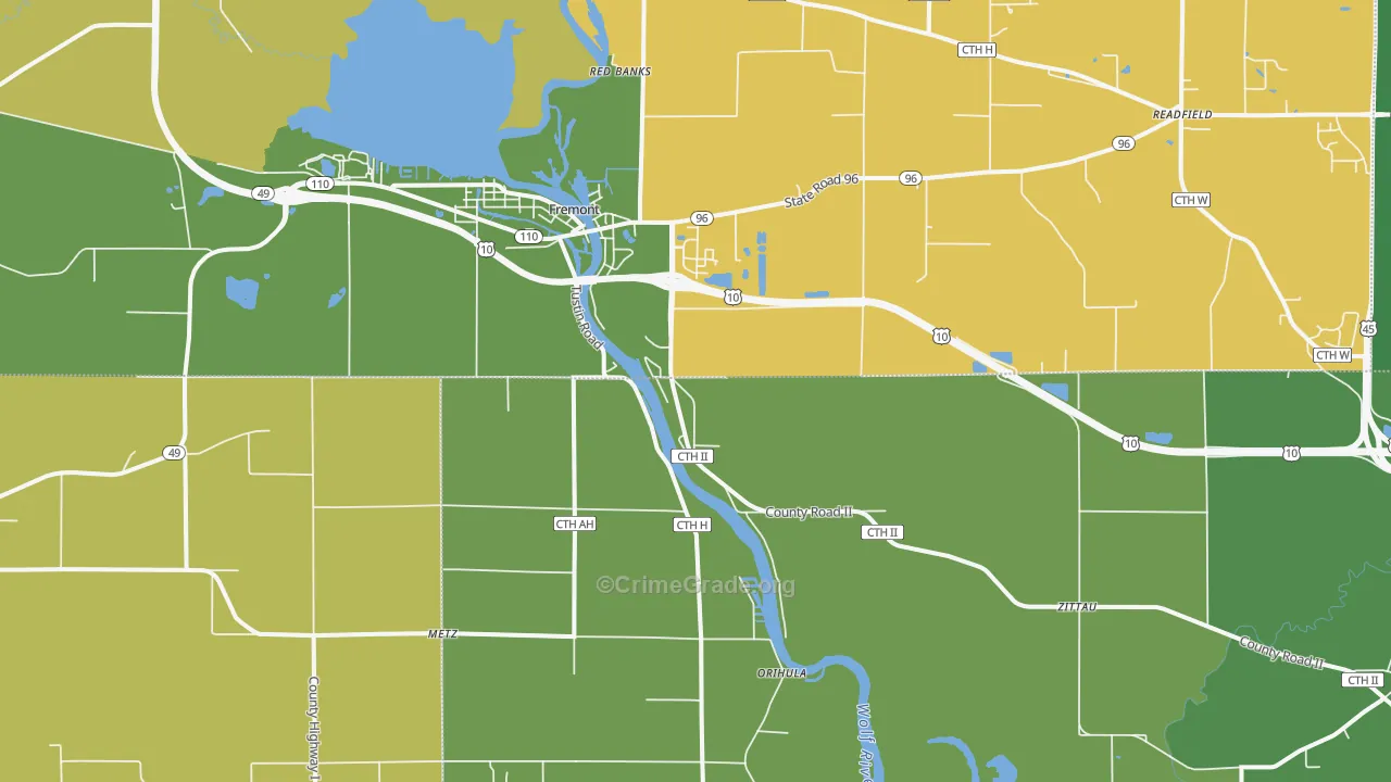 Fremont, WI Map of Theft Rates