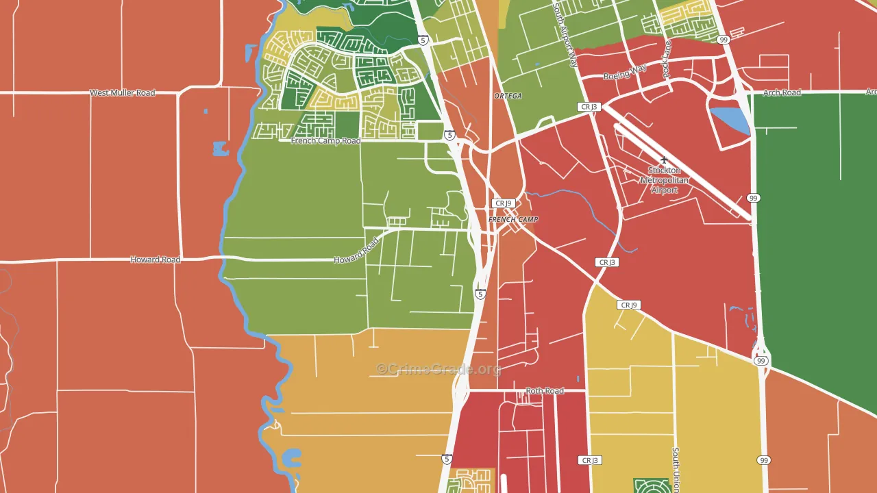 French Camp, CA Map of Theft Rates