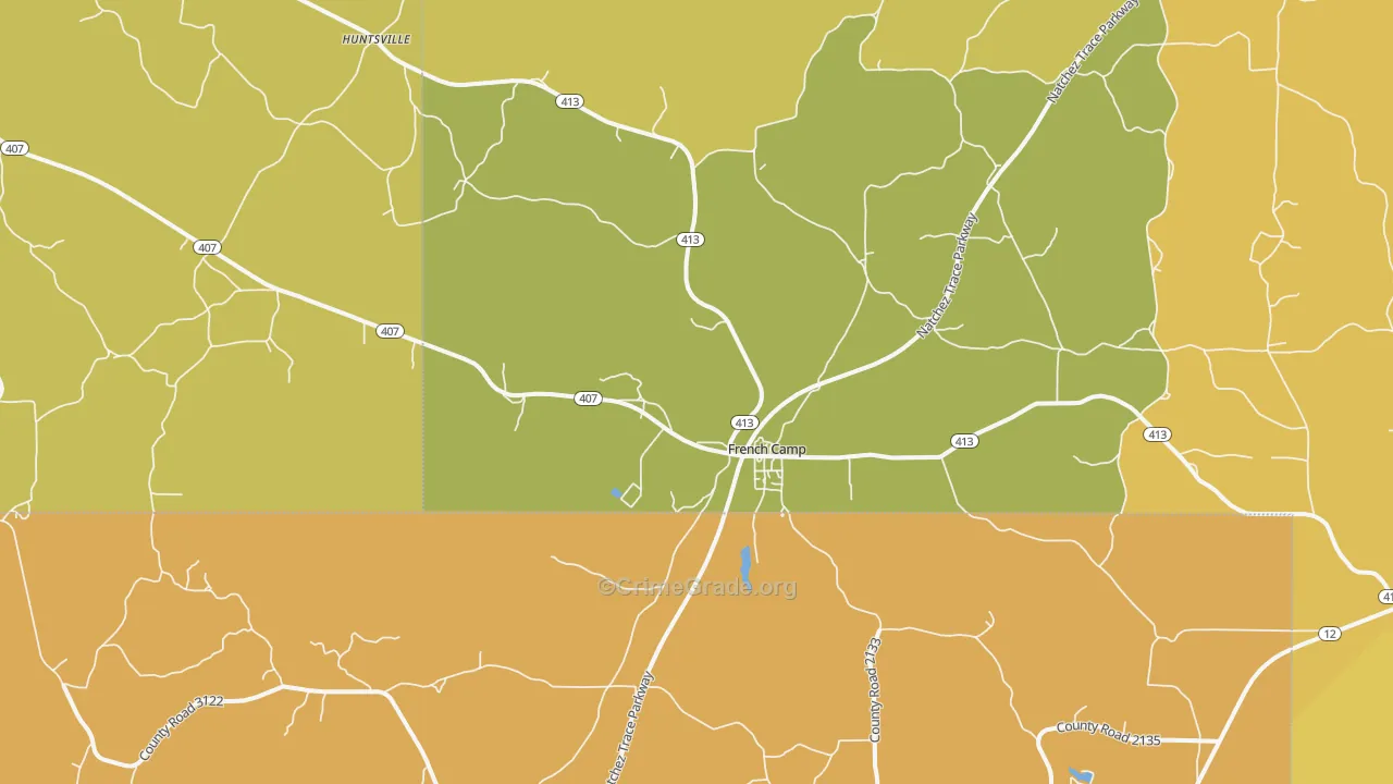 French Camp, MS Map of Theft Rates