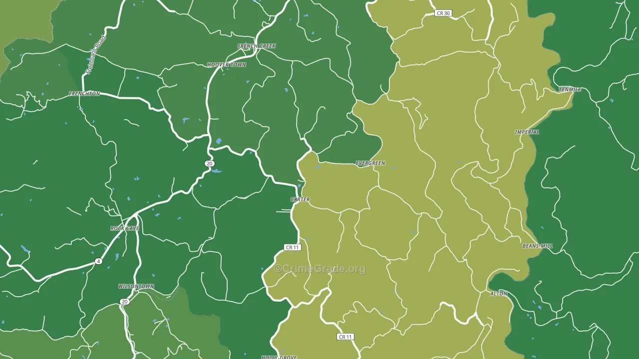 French Creek, WV Map of Theft Rates