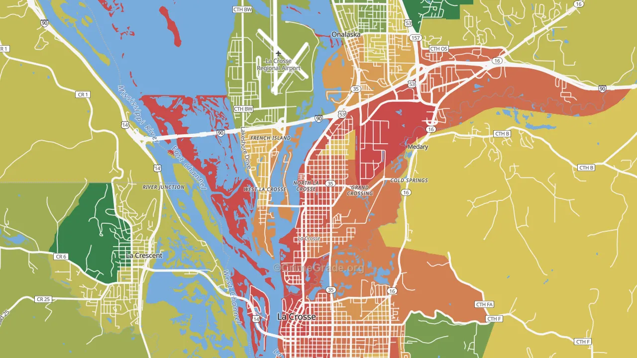 French Island, WI Map of Theft Rates