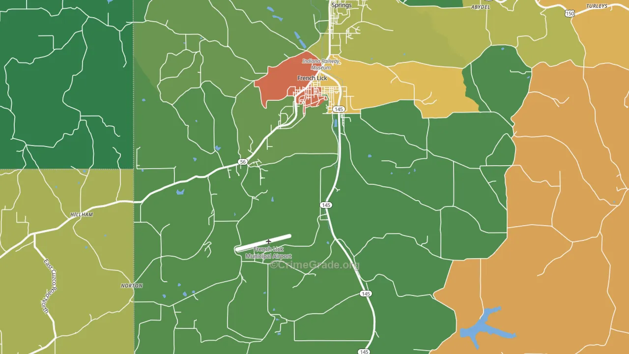 French Lick, IN Map of Theft Rates