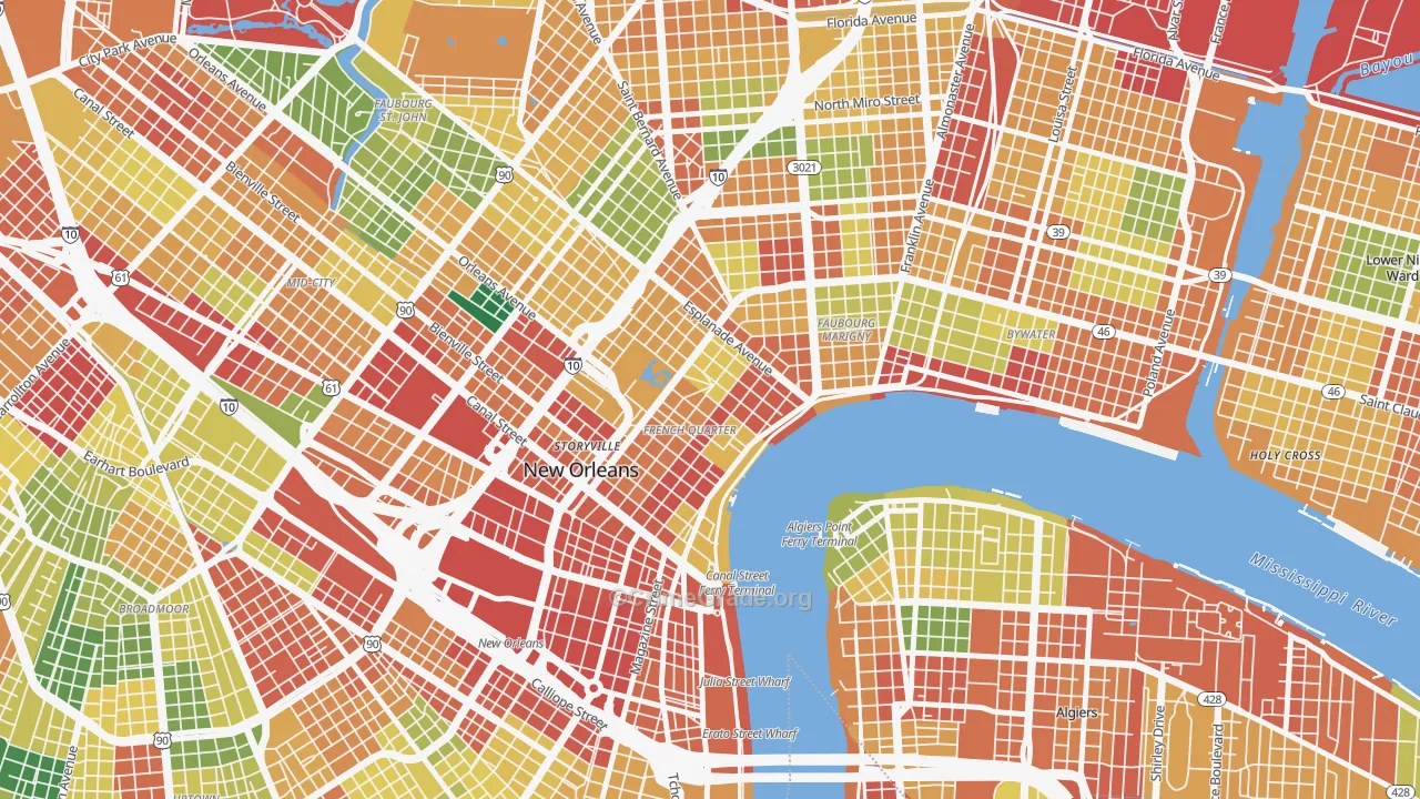 French Quarter, New Orleans, LA Map of Theft Rates