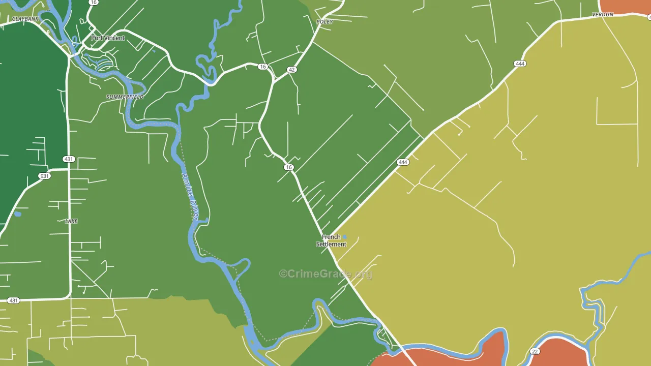 French Settlement, LA Map of Theft Rates