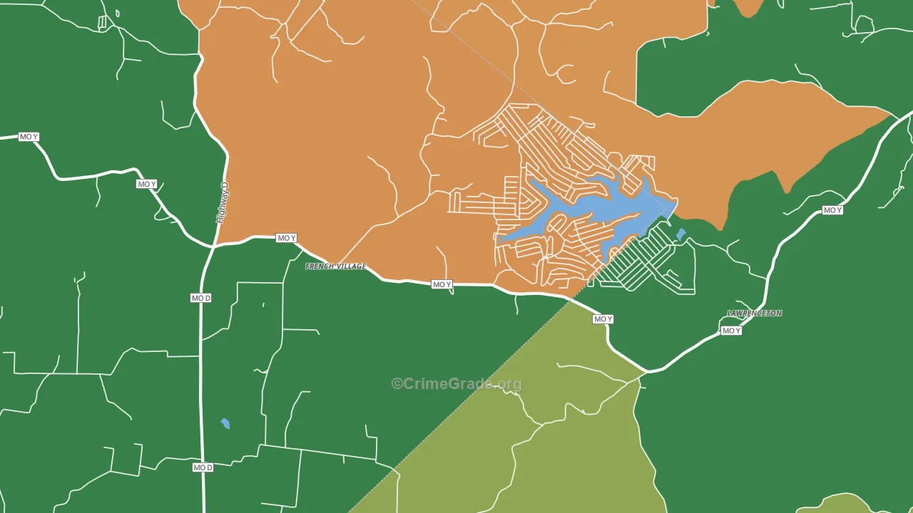 French Village, MO Map of Theft Rates