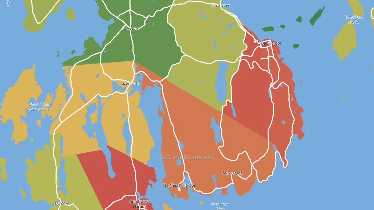 Frenchboro, ME Map of Theft Rates