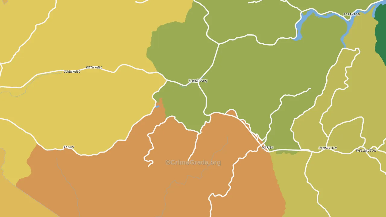 Frenchburg, KY Map of Theft Rates
