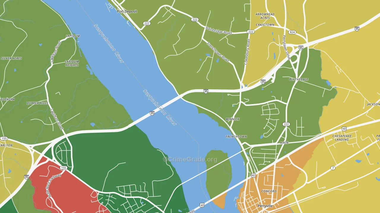 Frenchtown, MD Map of Theft Rates