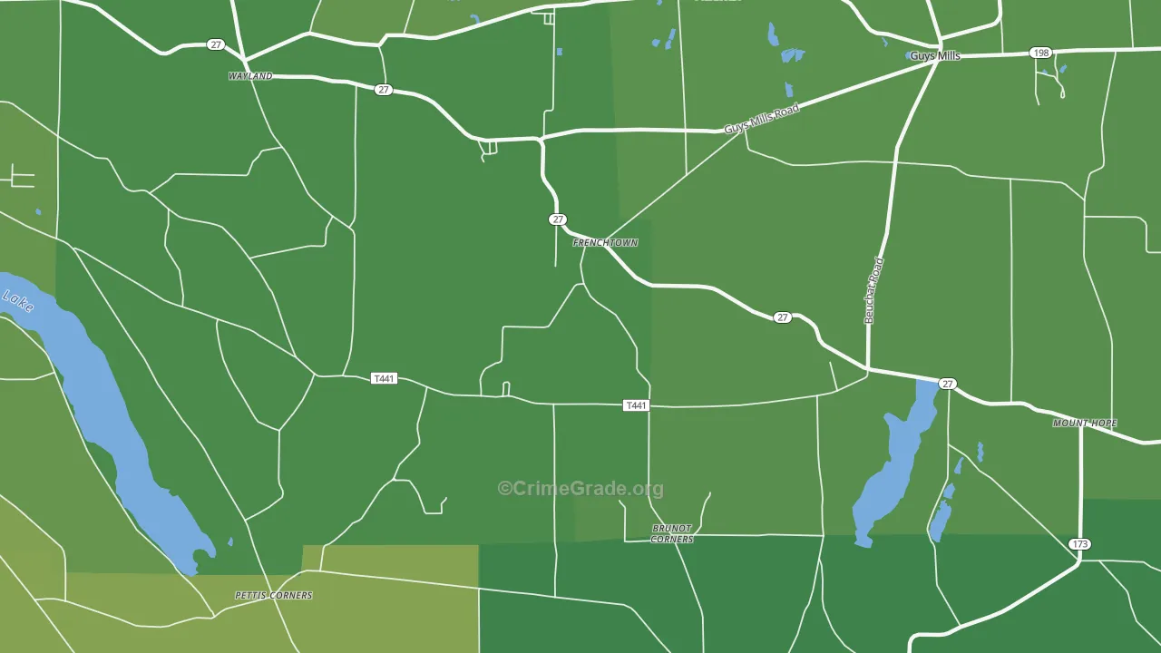 Frenchtown, PA Map of Theft Rates