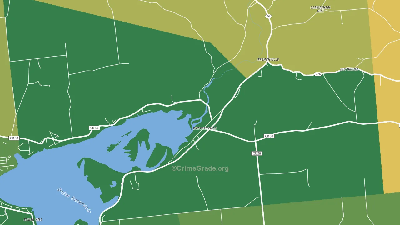 Frenchville, NY Map of Theft Rates