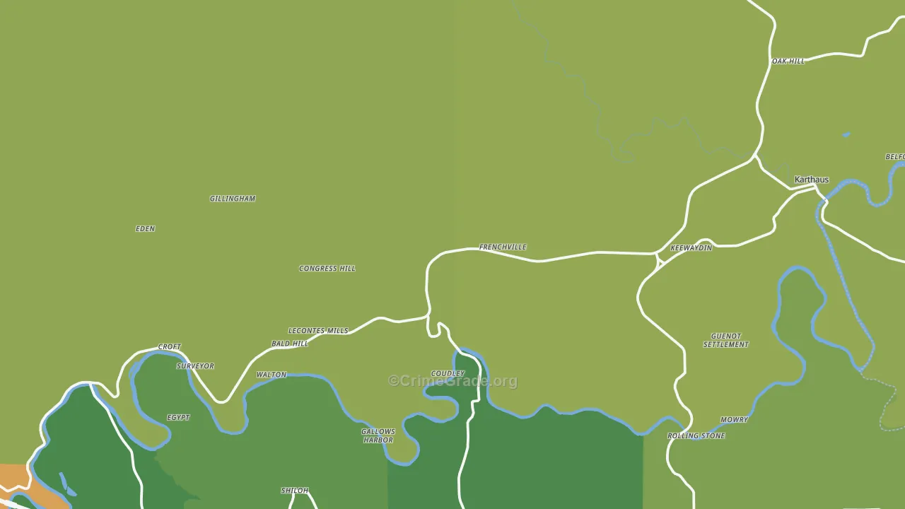 Frenchville, PA Map of Theft Rates