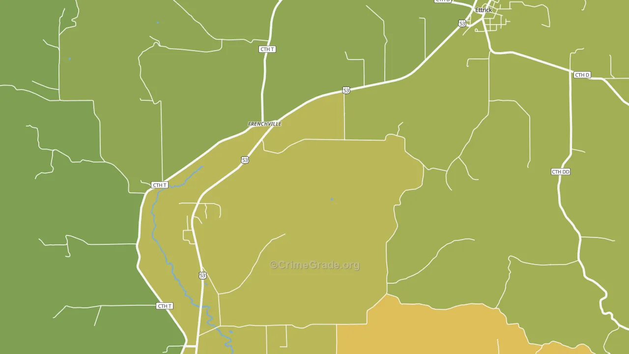 Frenchville, WI Map of Theft Rates