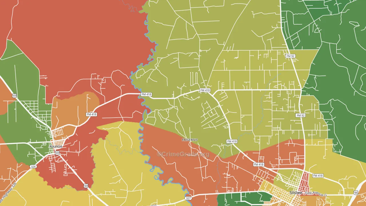 Fresenius, TX Map of Theft Rates