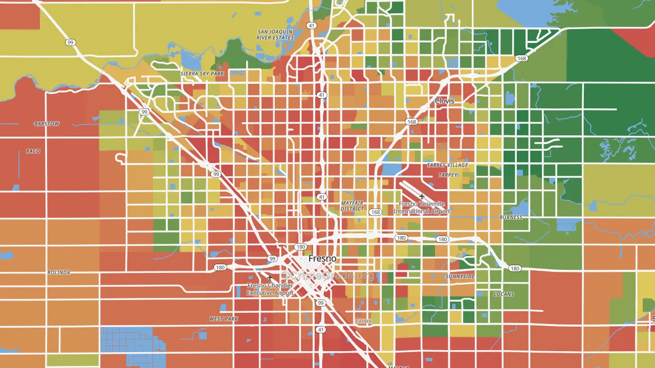 Fresno, CA Map of Theft Rates