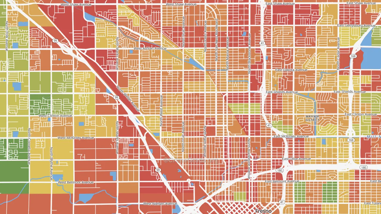 Fresno-High, Fresno, CA Map of Theft Rates