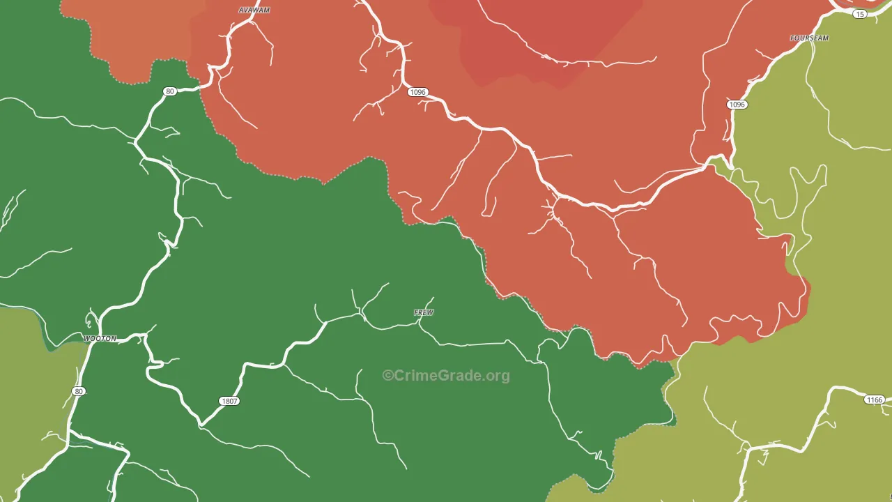 Frew, KY Map of Theft Rates