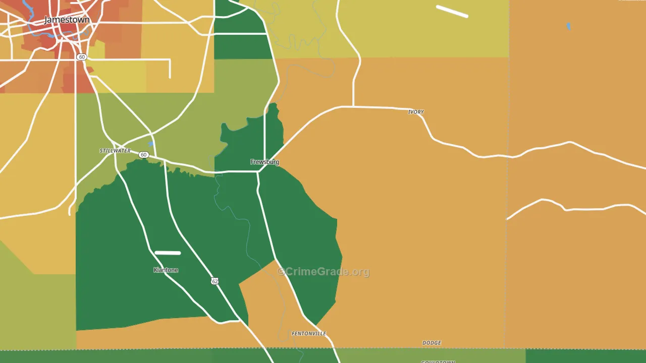 Frewsburg, NY Map of Theft Rates