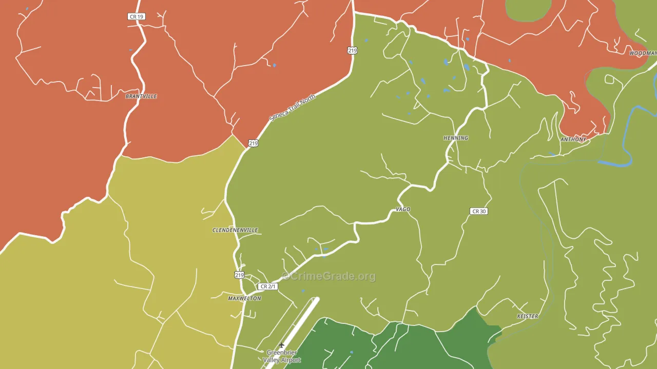 Friars Hill, WV Map of Theft Rates
